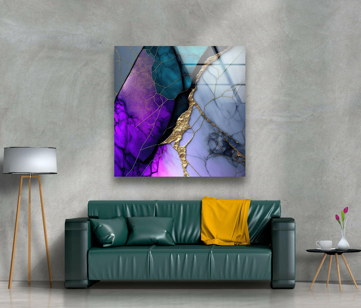 Purple Abstract Marble Tempered Glass Wall Art - MyPhotoStation