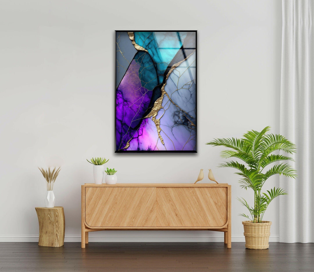 Purple Abstract Marble Tempered Glass Wall Art - MyPhotoStation