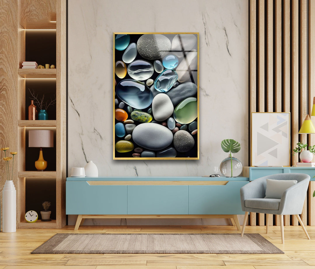 Transparent Coloured Stones Tempered Glass Art & Cool Abstract