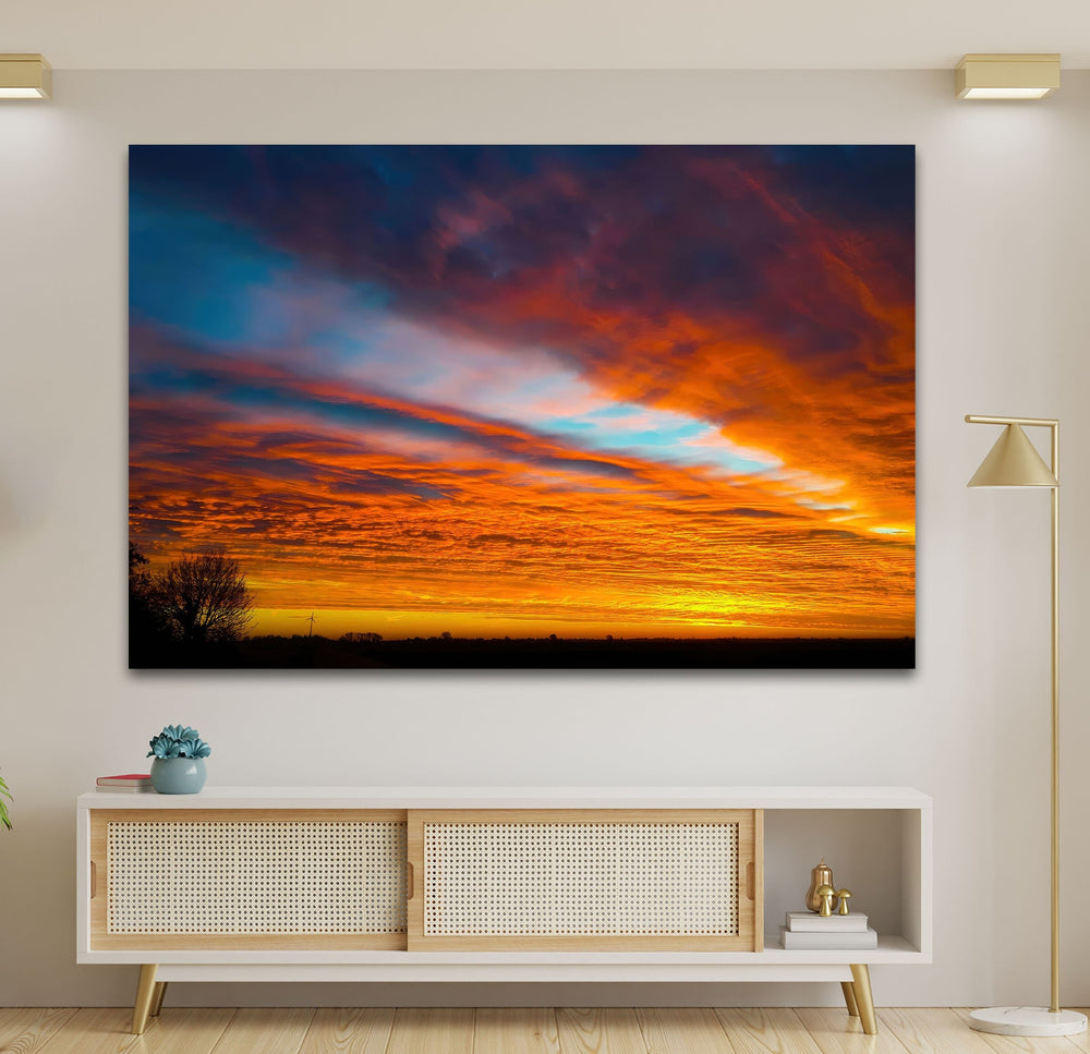 Sunset Orange Landscape Glass Wall Art glass pictures for Wall, glass prints wall art