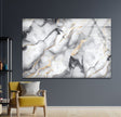 White marble with Gray veins Glass Wall Art