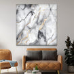 White marble with Gray veins Glass Wall Art