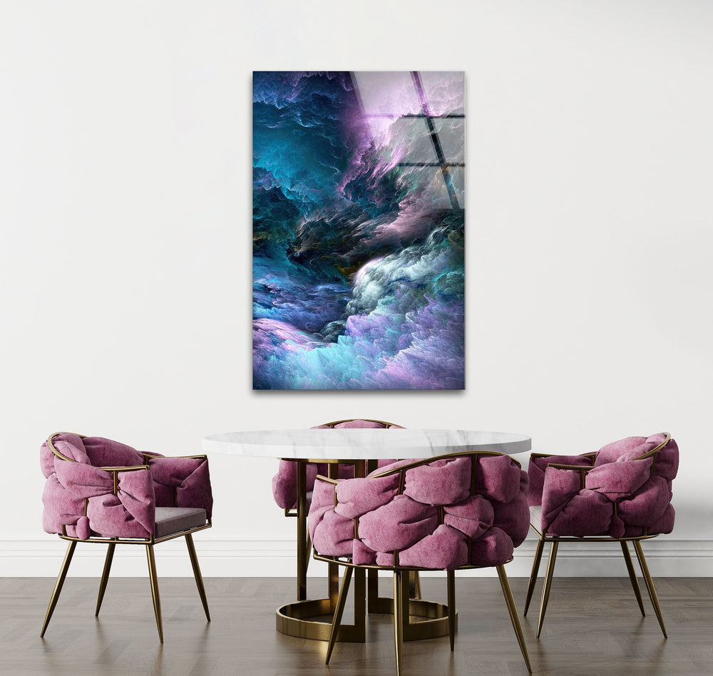 Purple Clouds Abstract Glass Wall Art Glass Printing Wall Art, Print photos on glass
