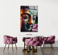 Hindu Colorful Buddha Print on Glass Art Pieces