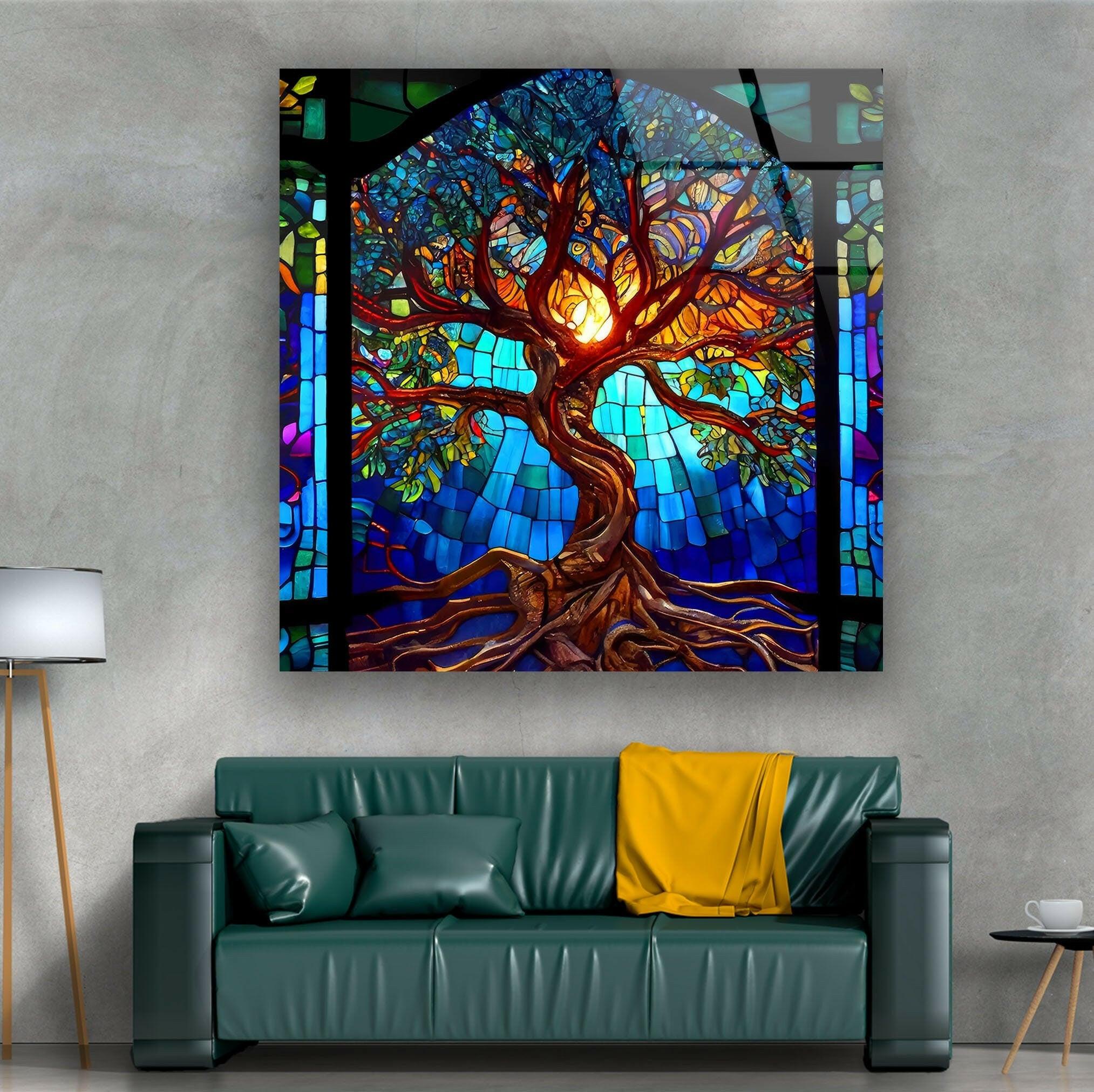 Stained Tree Glass Wall Art - MyPhotoStation.com