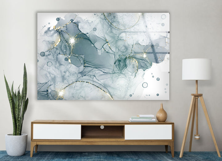 Pastel Cyan Mint Marble Glass Wall Art , Glass Printing Wall Art, Print photos on glass