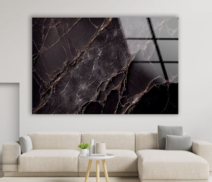 Black Marble Natural Abstract Glass Wall Art