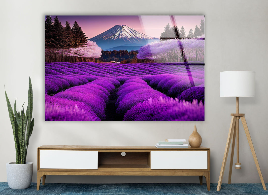 Lavender Fields in Bali Glass Wall Art photo print on glass, prints on glass wall art