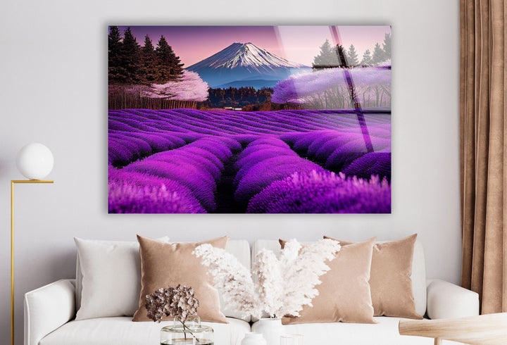 Lavender Fields in Bali Glass Wall Art print on glass, glass printed photos