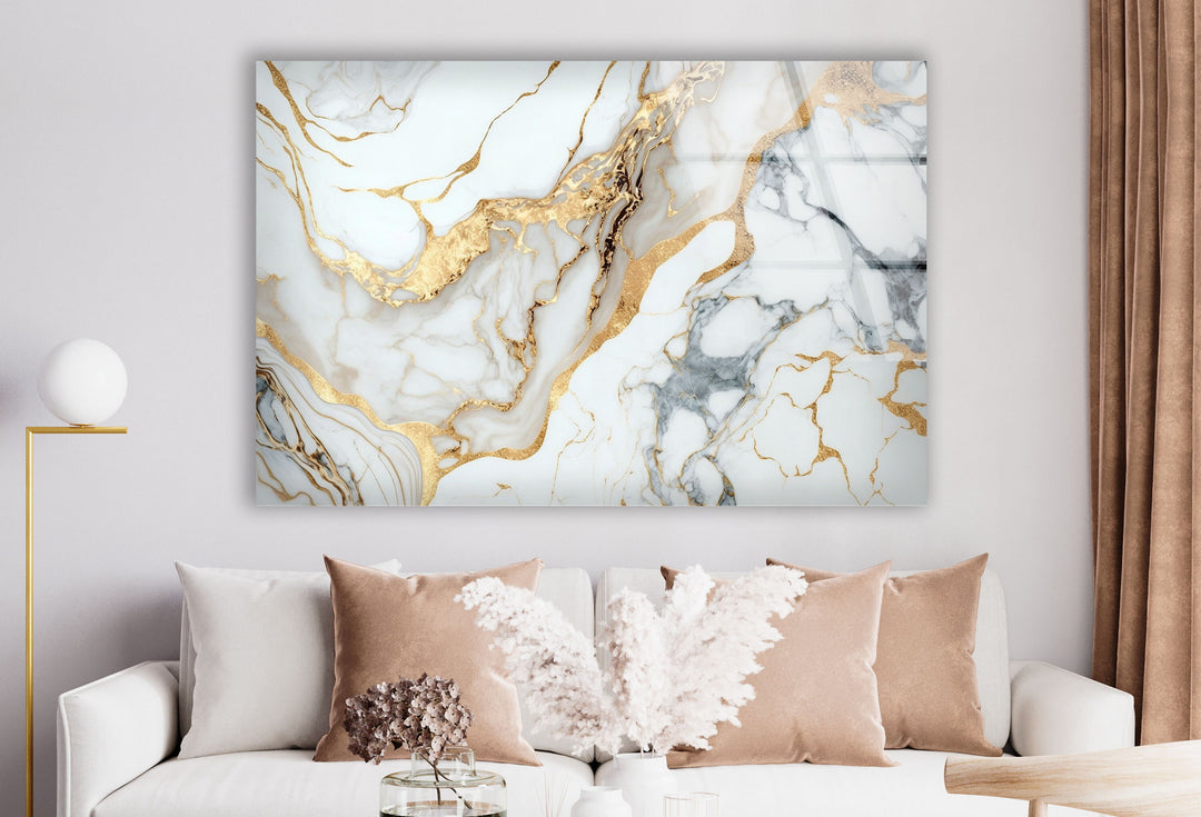 White and Gold Marble Glass Wall Art  Glass Printing Wall Art, Print photos on glass
