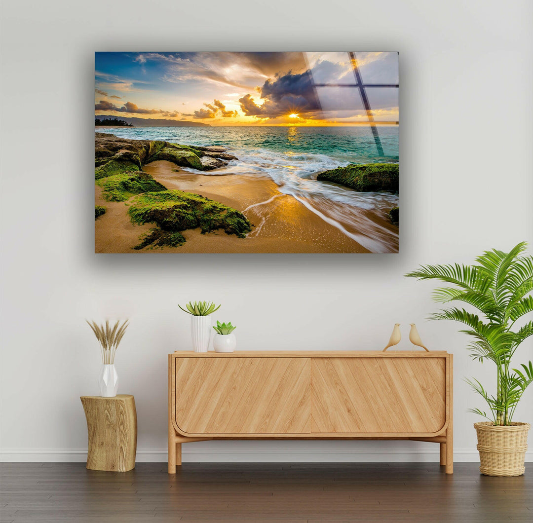 Beach Sunset View Tempered Glass Wall Art - MyPhotoStation