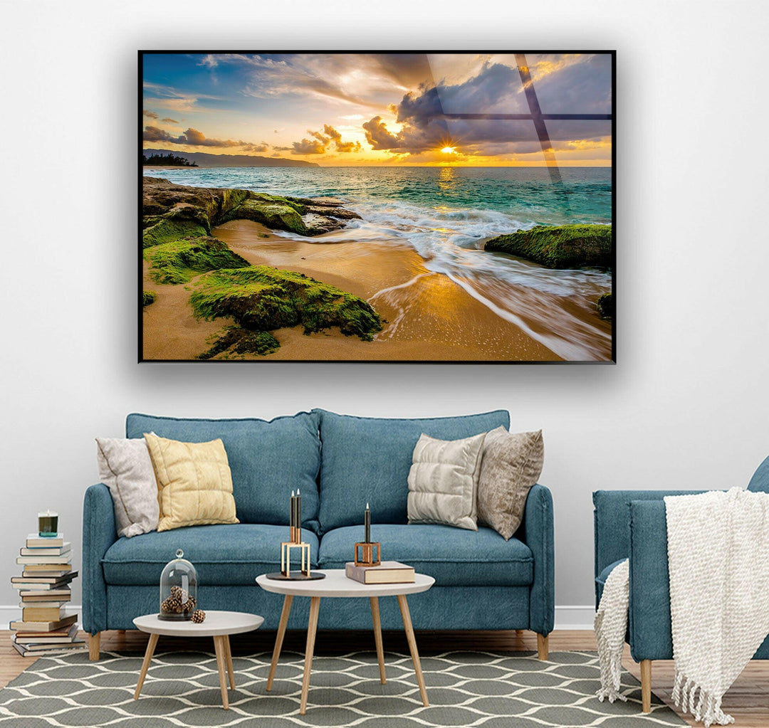 Beach Sunset View Tempered Glass Wall Art - MyPhotoStation