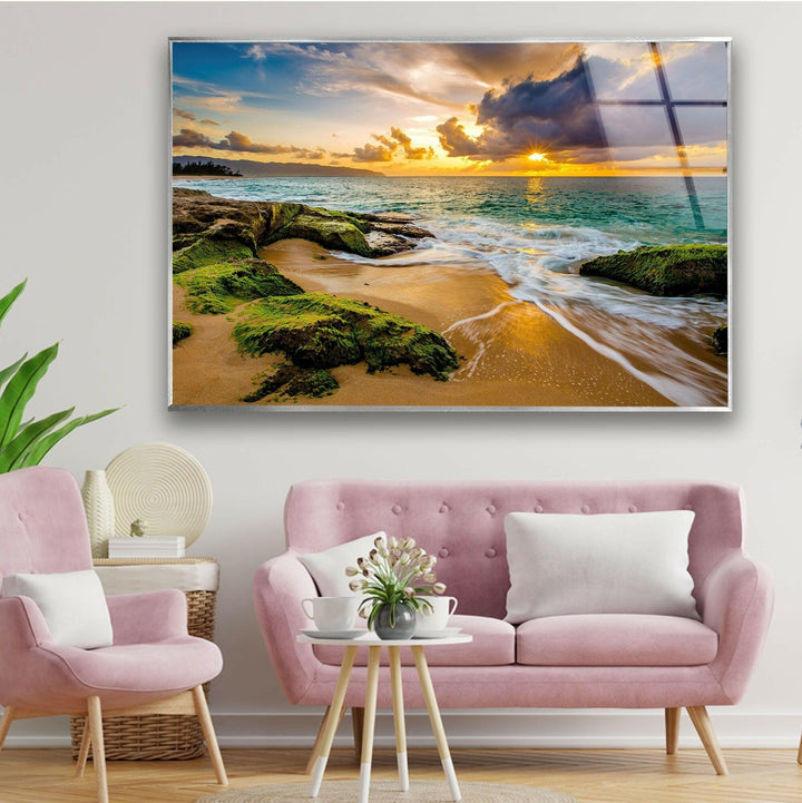 Beach Sunset View Tempered Glass Wall Art - MyPhotoStation