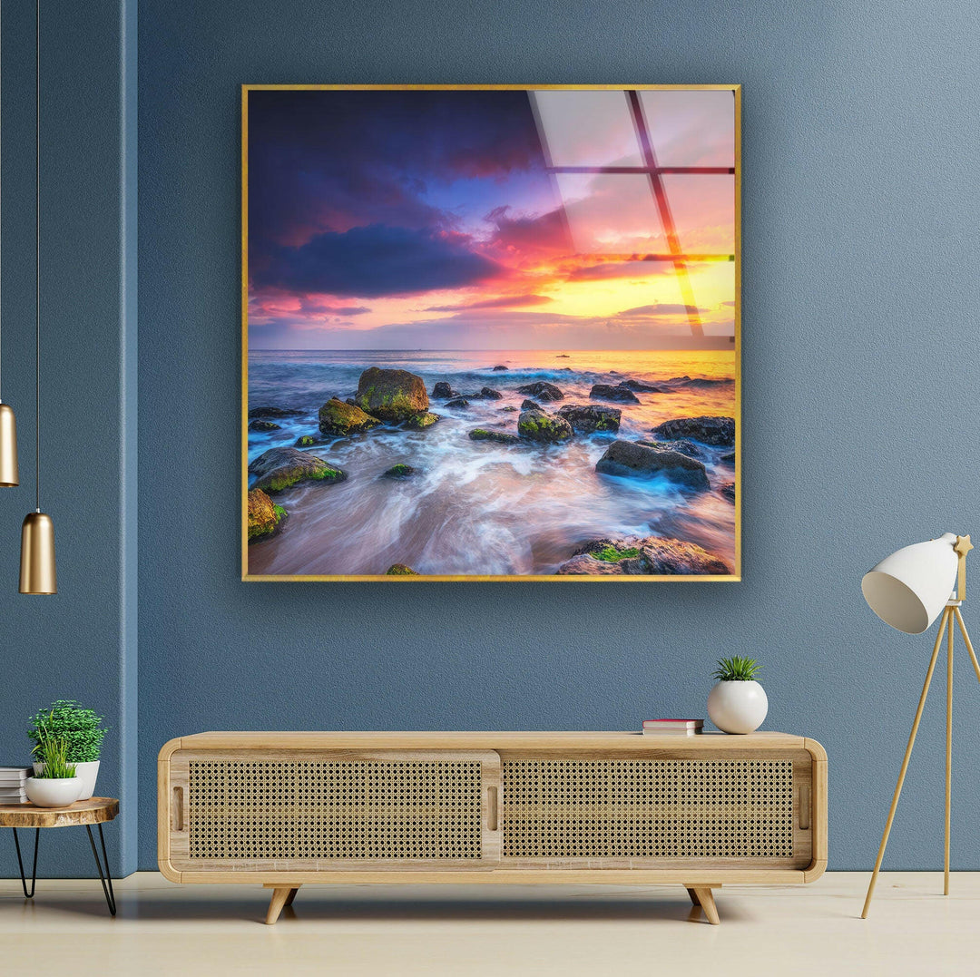 Brilliant Sunset Landscape Glass Wall Art glass image printing, glass prints from photos