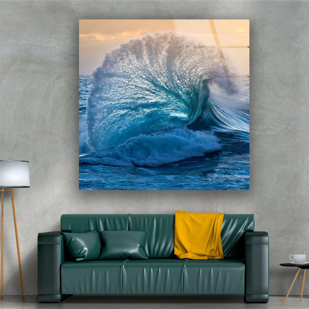 Big Ocean Wave Glass Wall Art custom glass pictures, glass art prints