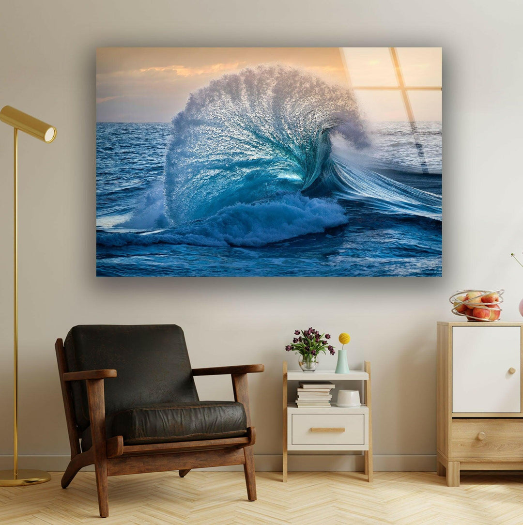 Big Ocean Wave Glass Wall Art picture on glass wall art, photos printed on glass