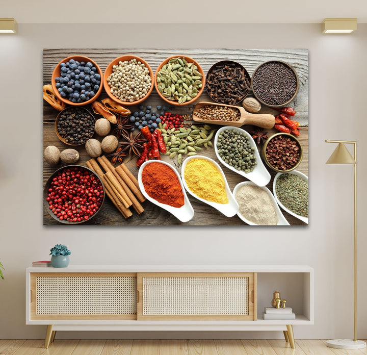 Spices In Bowl Glass Wall Art, Glass Printing Wall Art, Print photos on glass