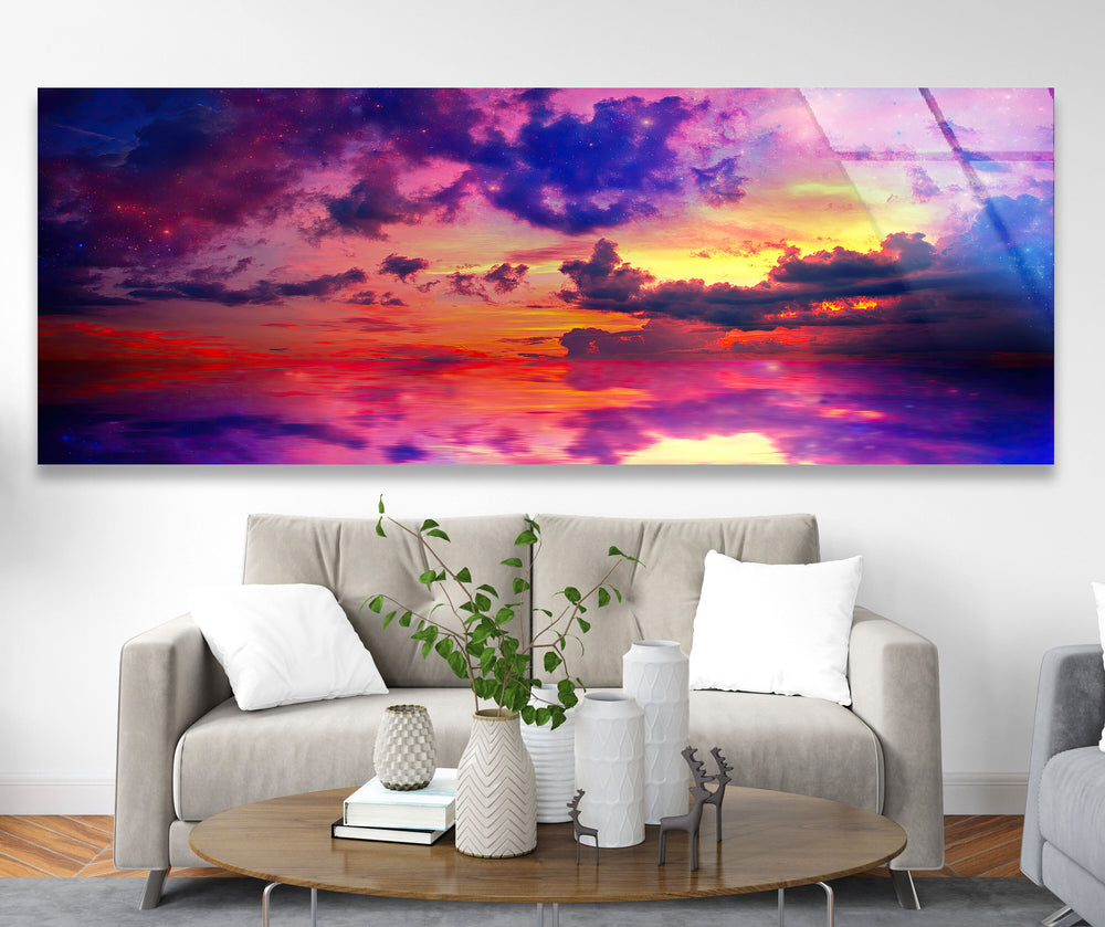 Abstract Vivid Sky at Sunset Glass Wall Art, glass photo prints, glass picture prints