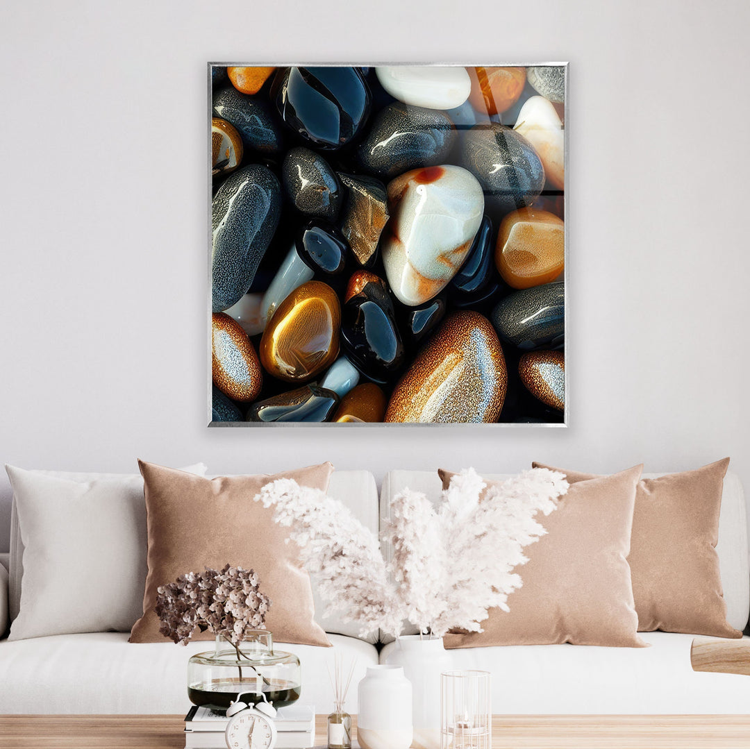 Sea Stones Glass Wall Art large glass photo prints, glass wall photos