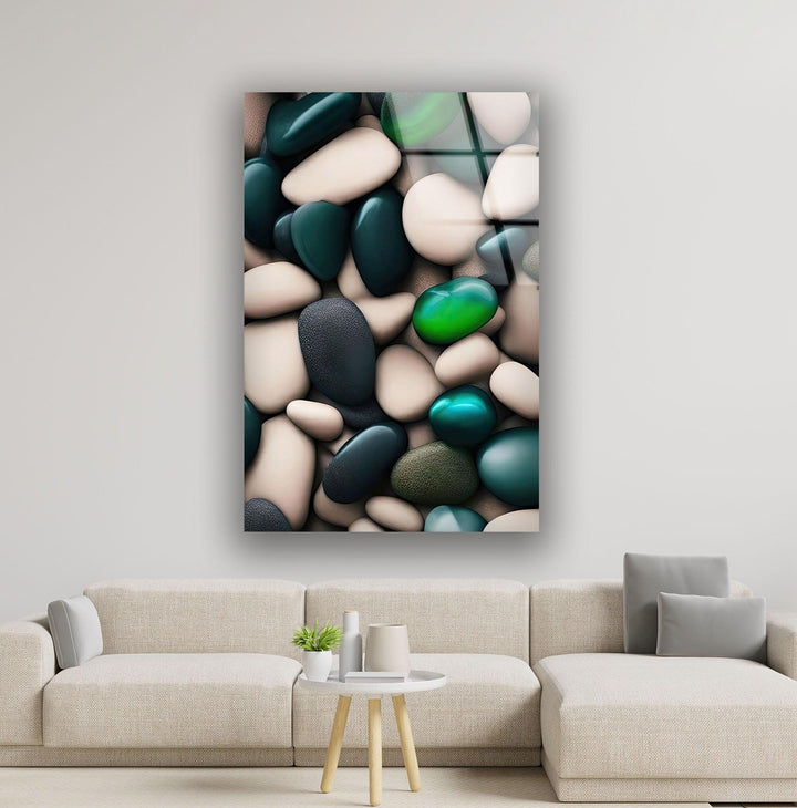 Sea Stones White & Green Glass Wall Art art glass wall art, glass wall art pictures