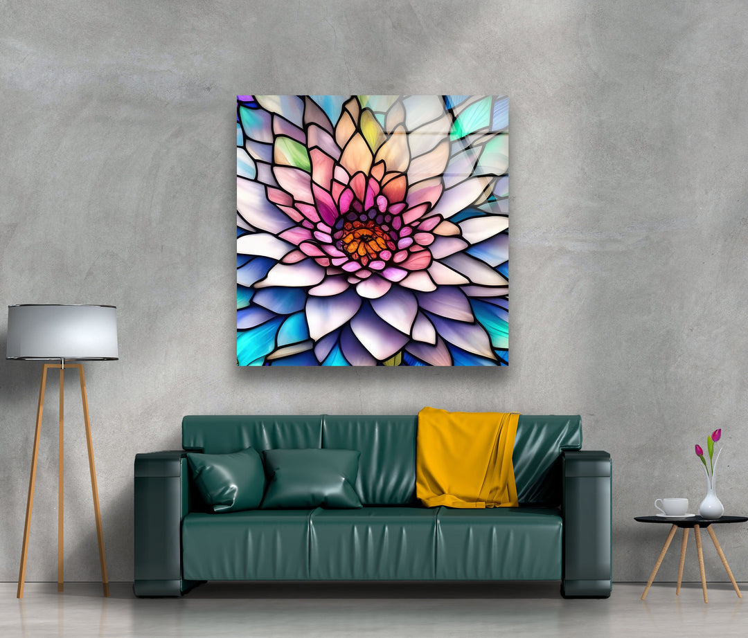 Vivid Floral Lotus Stained Glass Wall Art custom glass pictures, glass art prints