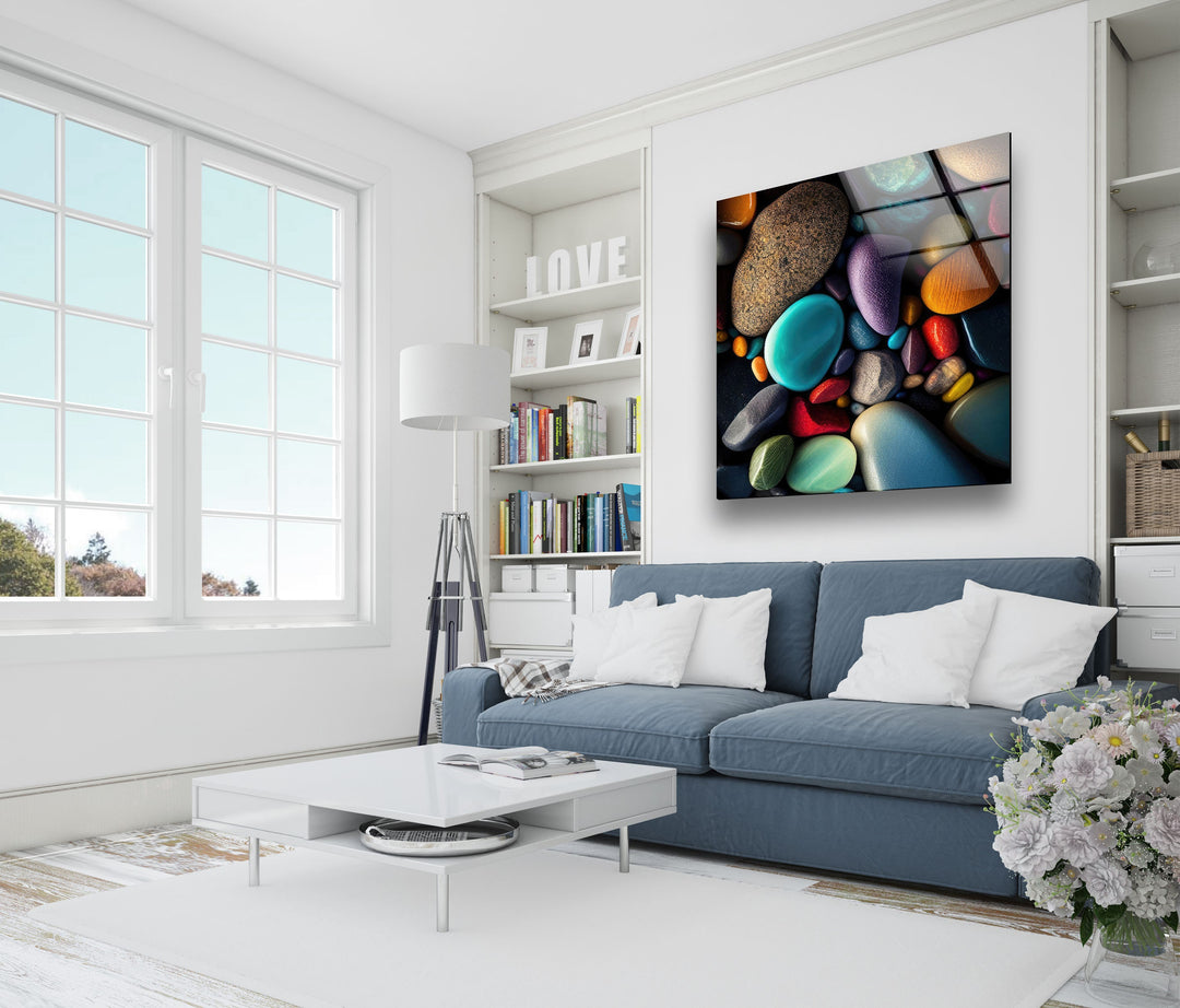 Sea Stones Glass Wall Artwork & Cool Art Prints