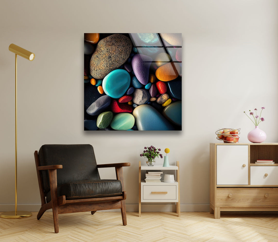 Sea Stones Glass Art Painting & Cool Home Decor