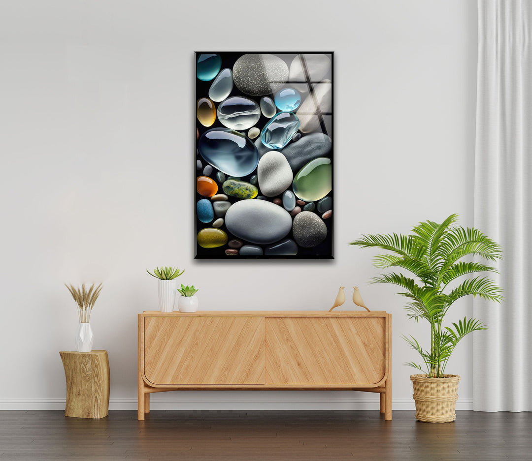 Transparent Coloured Stones Glass Art Painting & Cool Wall Art