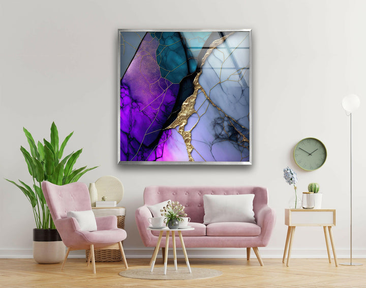 Purple Abstract Marble Tempered Glass Wall Art - MyPhotoStation