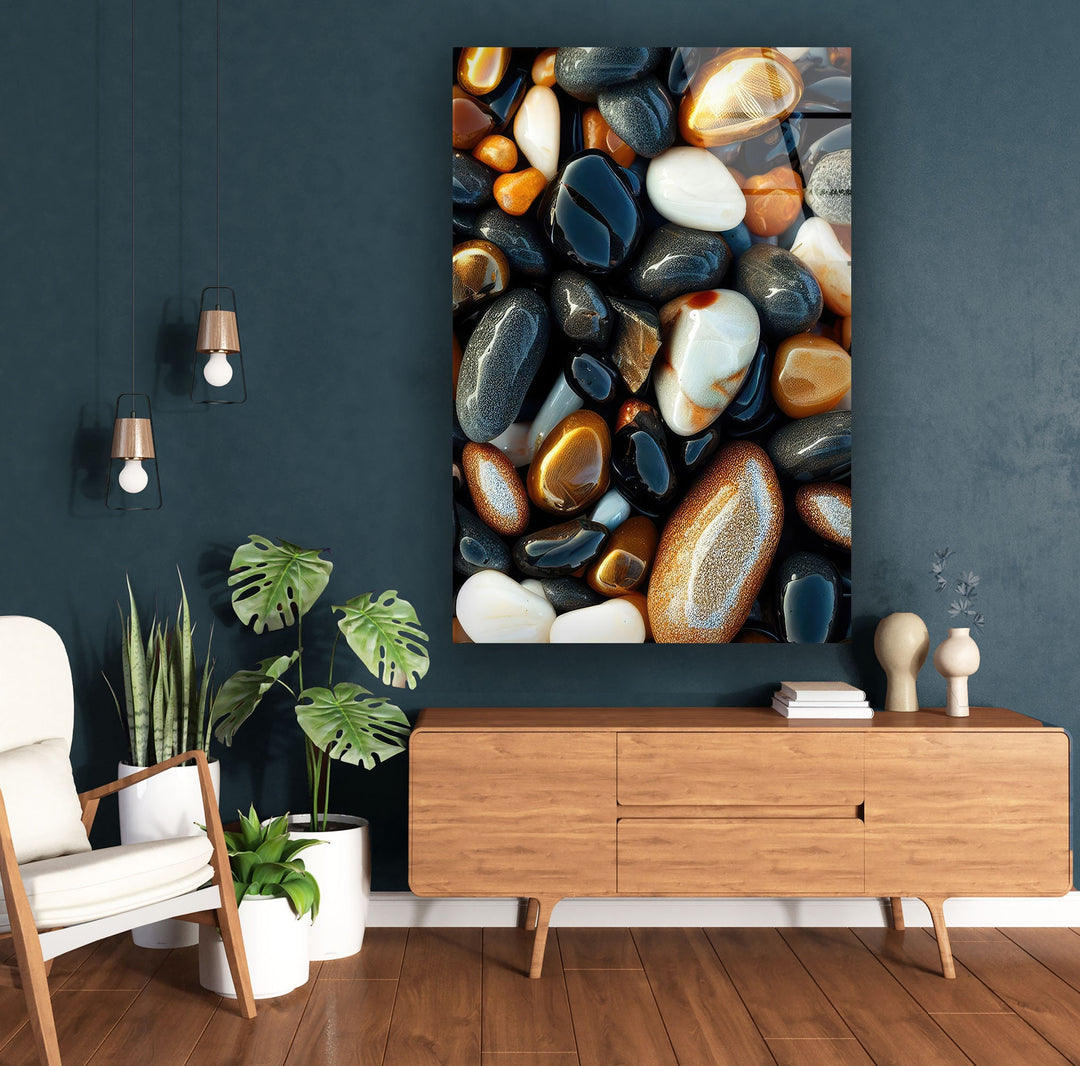 Sea Stones Glass Wall Art custom glass pictures, glass art prints