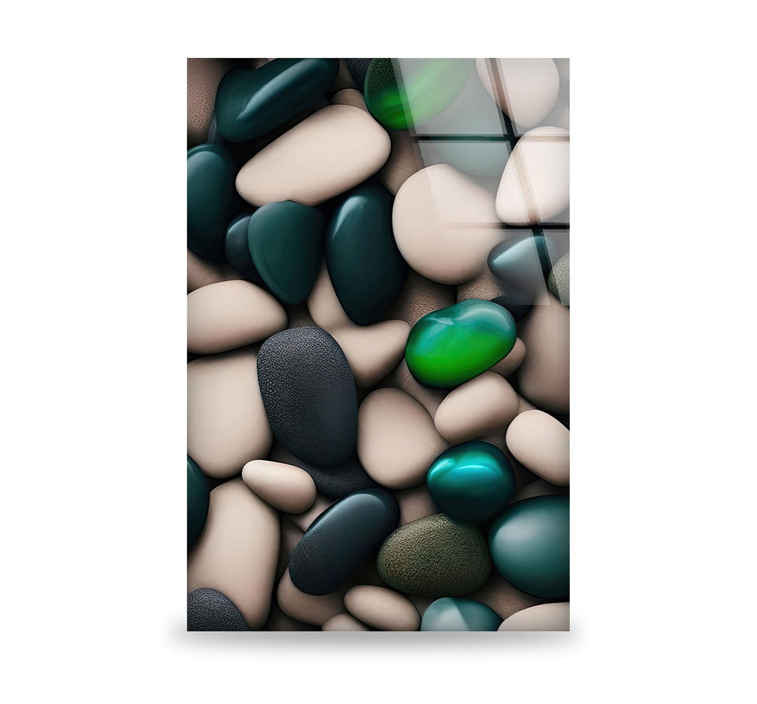 Sea Stones White & Green Glass Wall Art stained glass wall art, stained glass wall decor