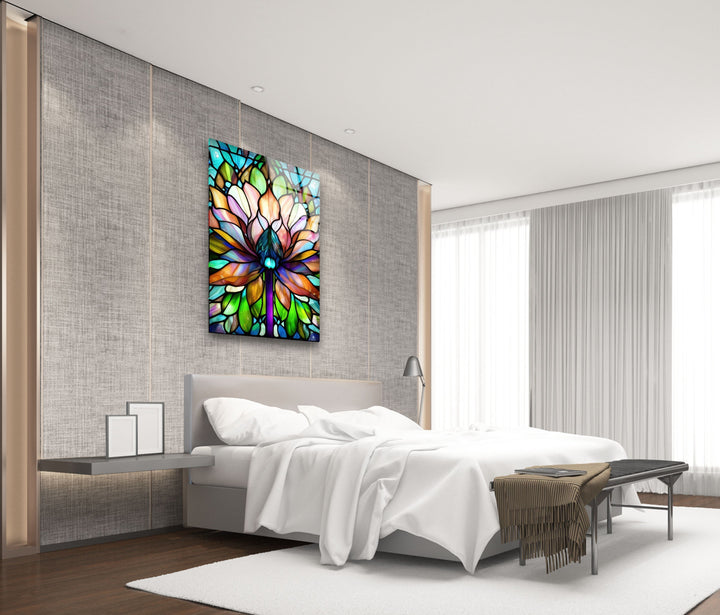 Decorative Flower Stained Tempered Glass Wall Art - MyPhotoStation