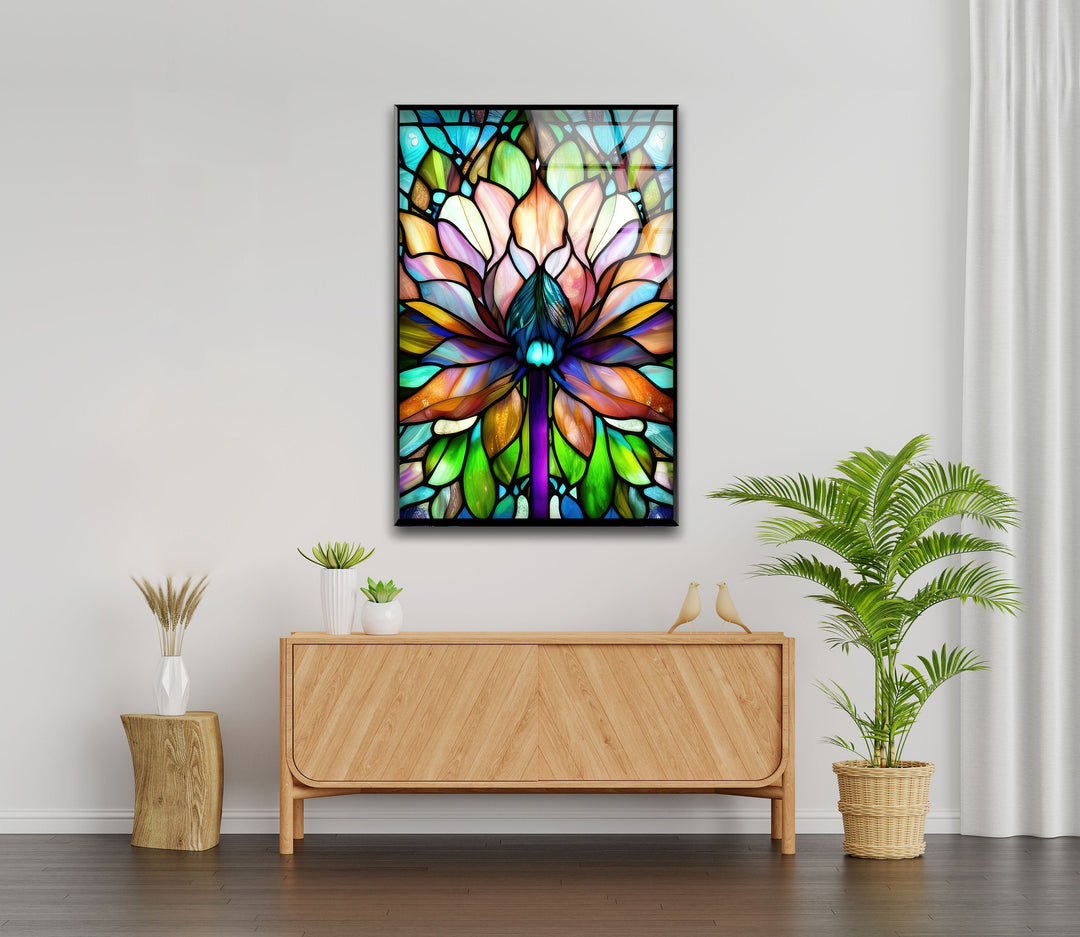 Unique Abstract Stained Flower Art Glass Wall Decor