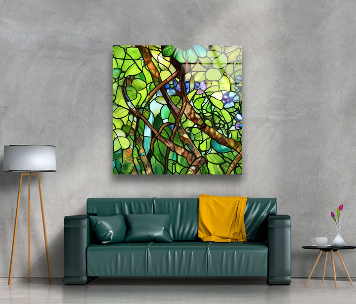 Stained Botanical Glass Wall Art Glass Printing Wall Art, Print photos on glass