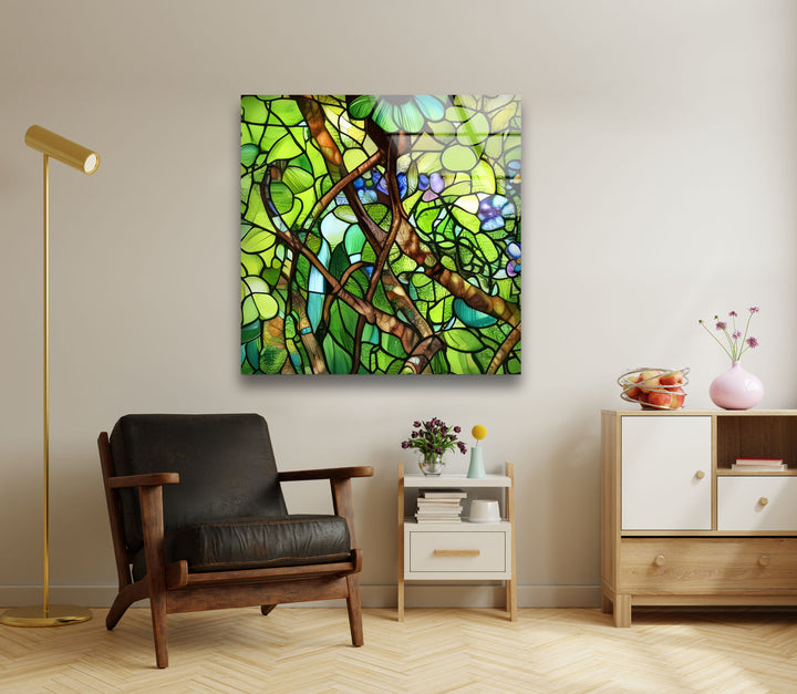 Stained Botanical Glass Wall Art custom glass pictures, glass art prints