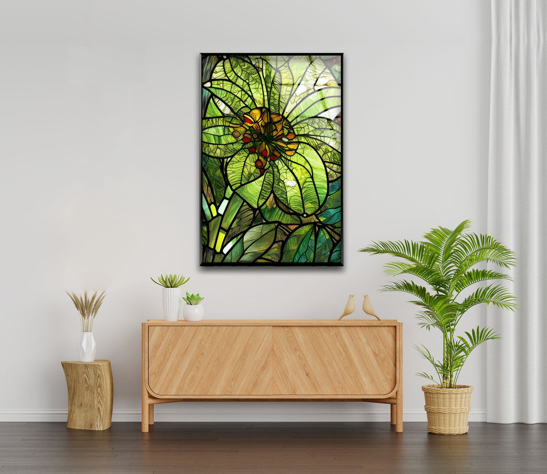 Stained floral Glass Artwork for Modern Decor