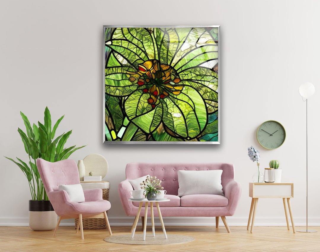 Flower Stained Tempered Glass Wall Art - MyPhotoStation