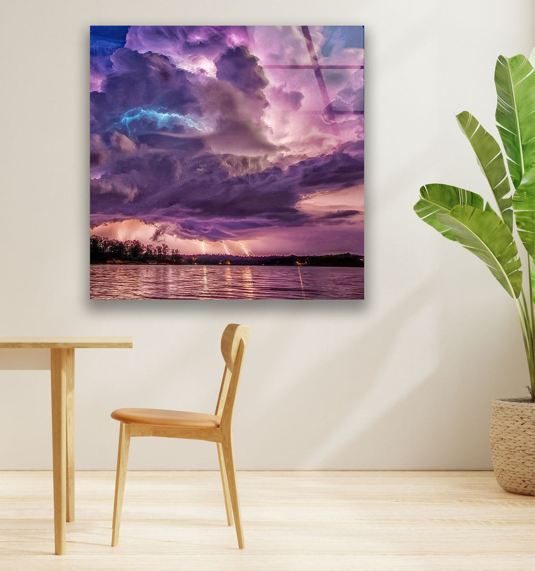 Lightning Storm Landscape Glass Wall Art glass pictures for Wall, glass prints wall art