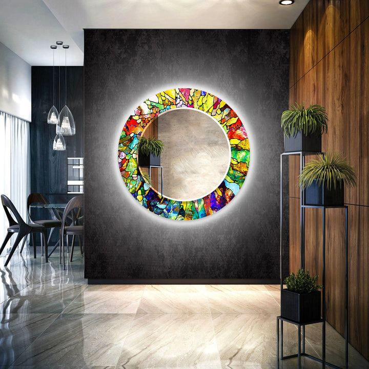 Stained Colorful Stones Wall Mirrors Rectangle Mirror
