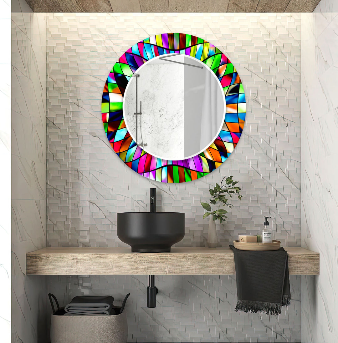 Colored 3D Stained Wall Mirror mirror with frame
