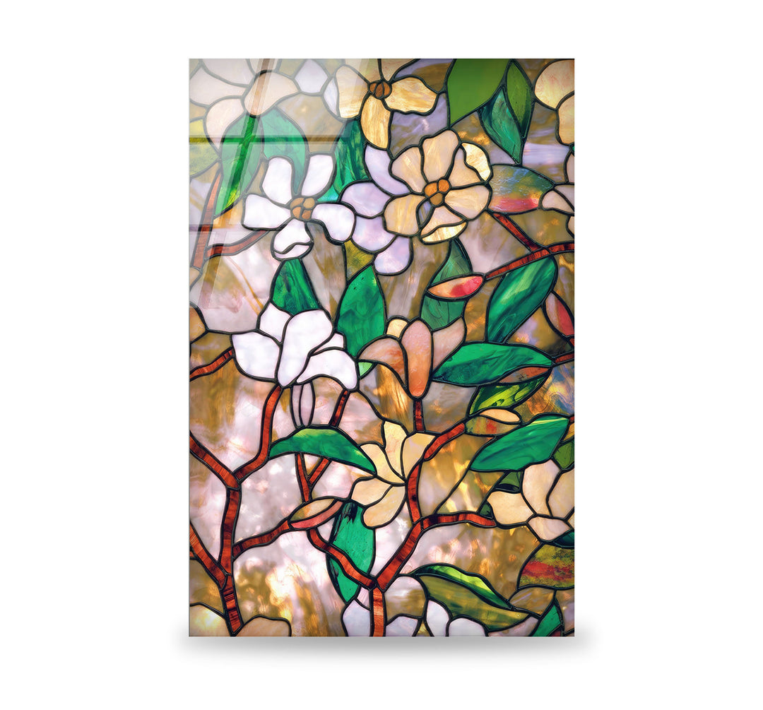 Floral Stained Tempered Glass Wall Art Stunning Abstract Art Printed on Glass