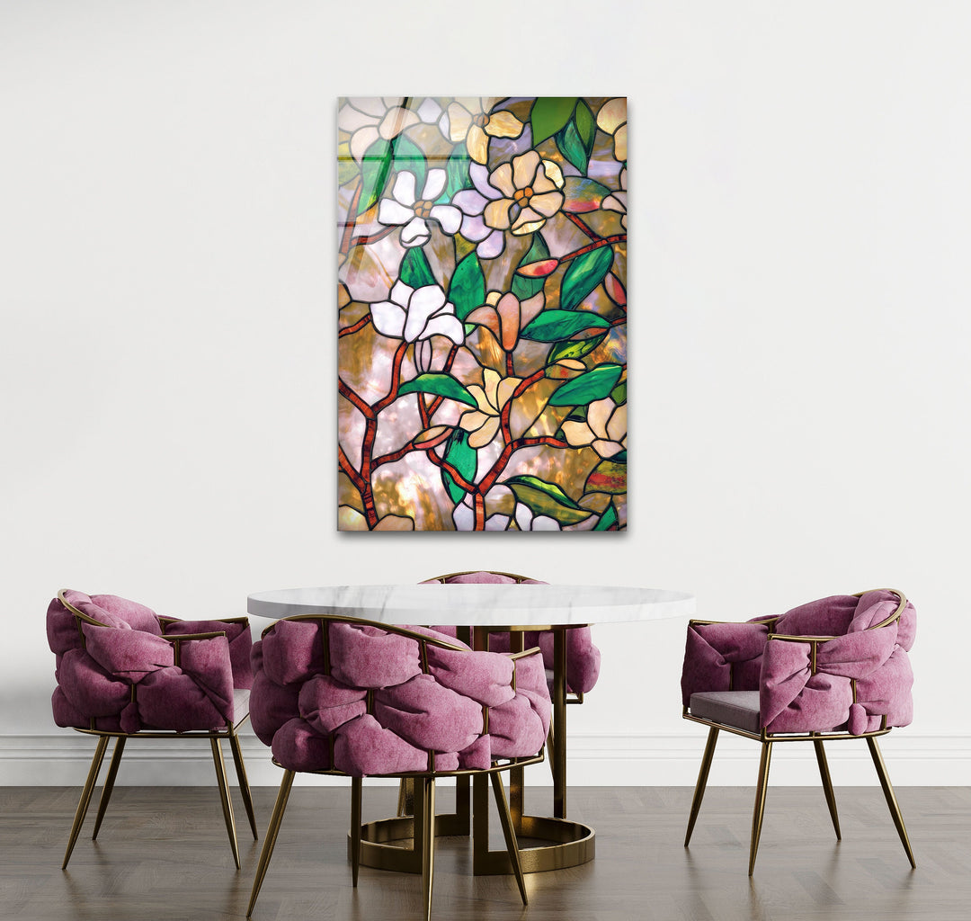 Floral Stained Tempered Glass Wall Art - MyPhotoStation