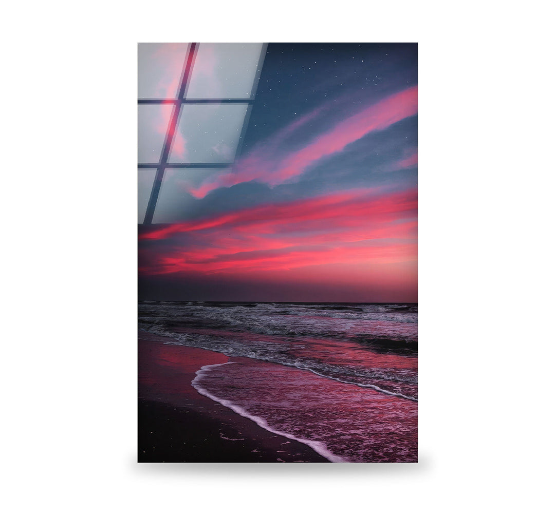 Red Sunset Landscape Glass Wall Art glass image printing, glass prints from photos