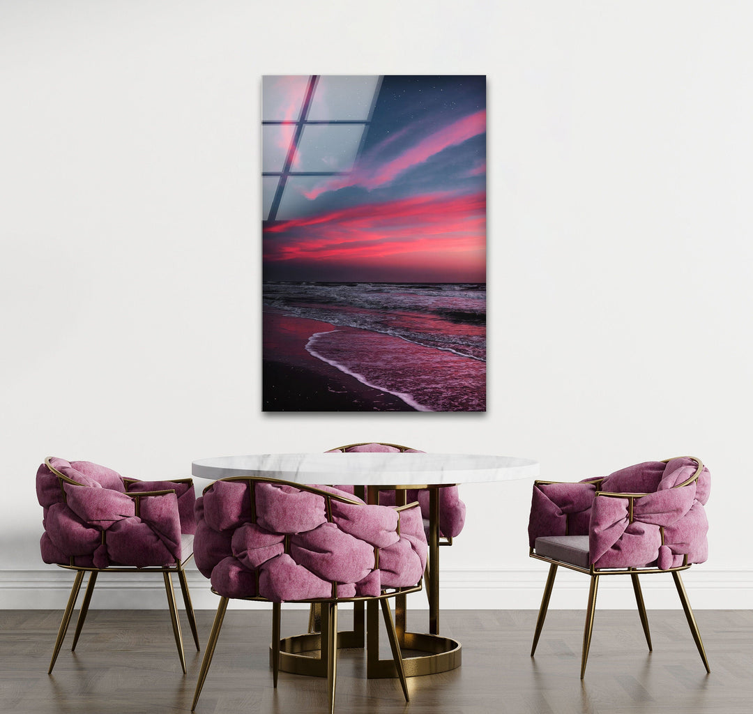 Red Sunset Landscape Glass Wall Art glass photo prints, glass picture prints