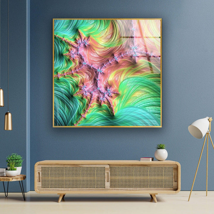 Green Fractal Art Abstract Glass Wall Art glass photo prints, glass picture prints