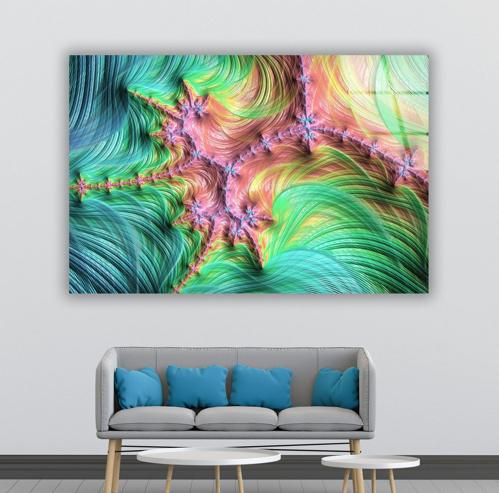 Green Fractal Art Abstract Glass Wall Art glass wall decor, glass wall art decor