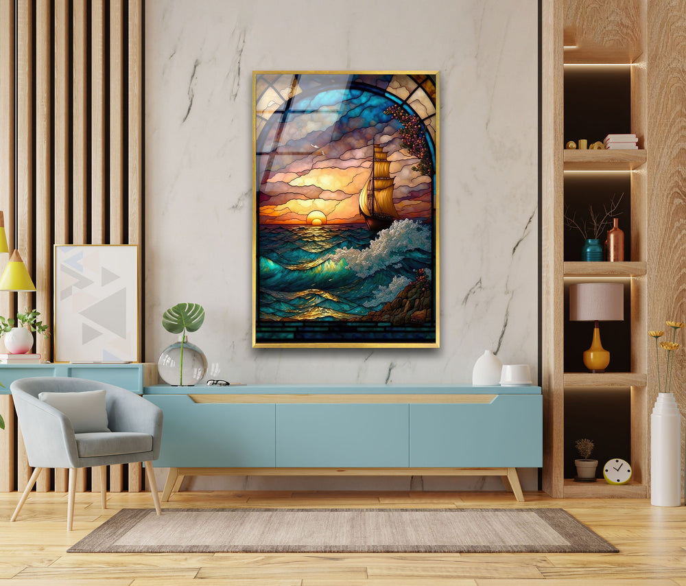 Stained Sea View Glass Wall Art glass image printing, glass prints from photos