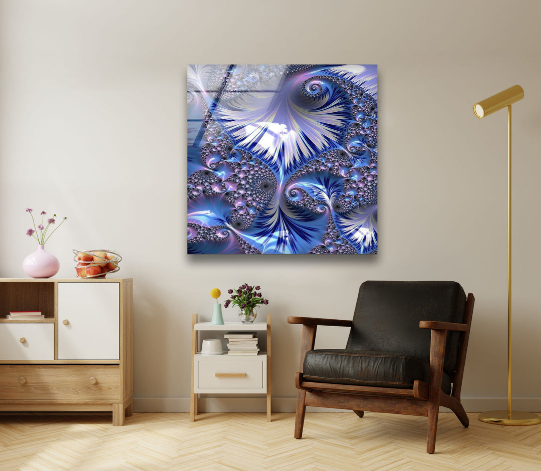 Purple Fractal Swirl Glass Wall Art