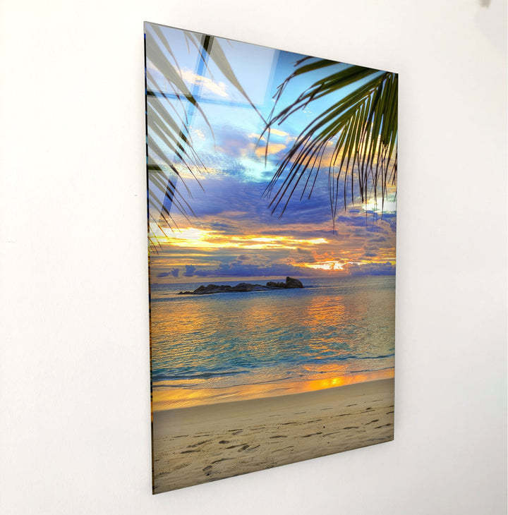 Palm Trees at the Beach Glass Wall Art