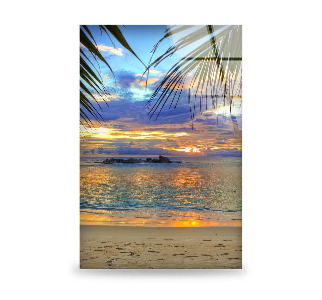 Palm Trees at the Beach Glass Wall Art